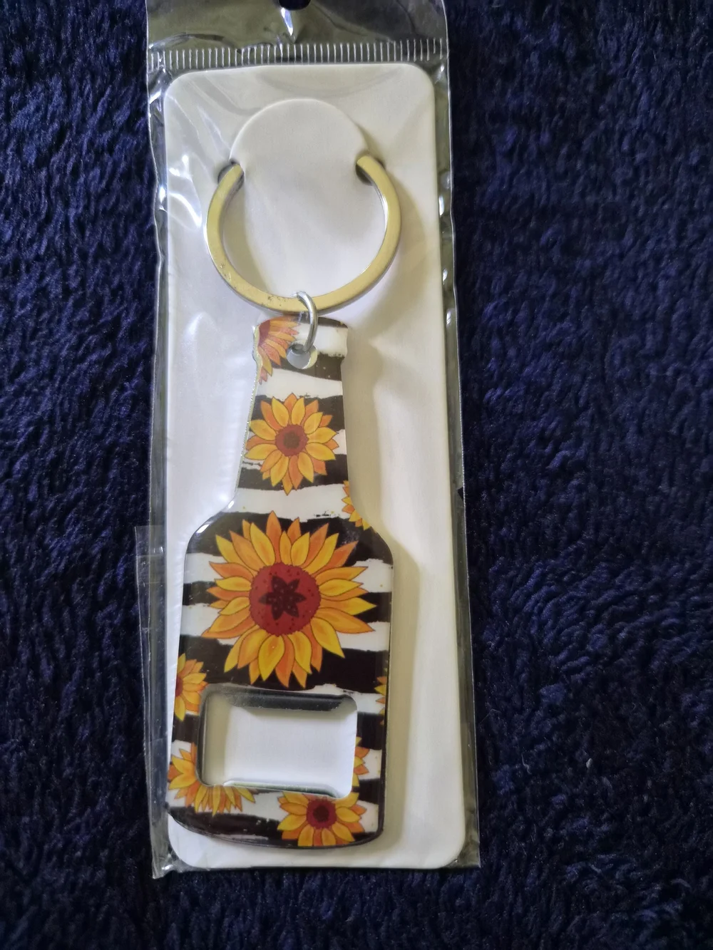Sunflower Bottle Opener Keychain - Yellow, Orange, Brown